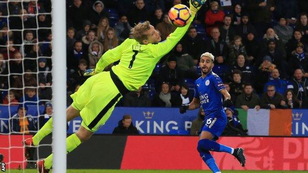 Kasper Schmichel and Riyad Mahrez