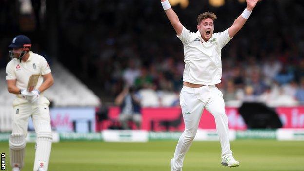 Mark Adair in action in Ireland's historic Test against England at Lord's last July