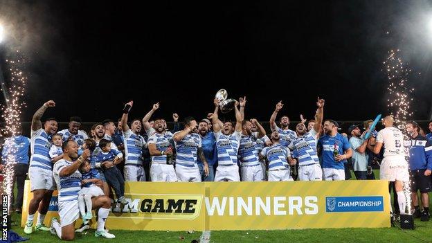 Toulouse celebrate winning the Championship play-off final