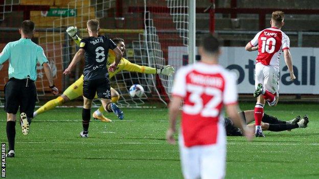 Callum Camps scores Fleetwood's second goal