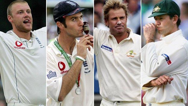 Andrew Flintoff, Michael Vaughan, Shane Warne and Ricky Ponting