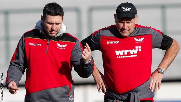 Stephen Jones (L) is Scarlets backs coach under boss Wayne Pivac