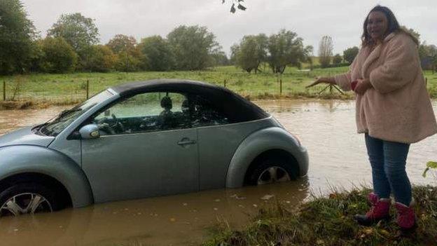 Car stuck in water