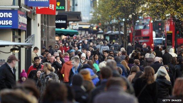 Shoppers in Oxford street, London