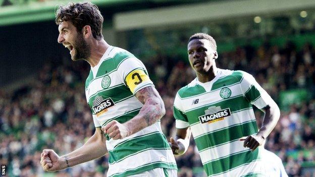 Celtic's Charlie Mulgrew celebrates his goal