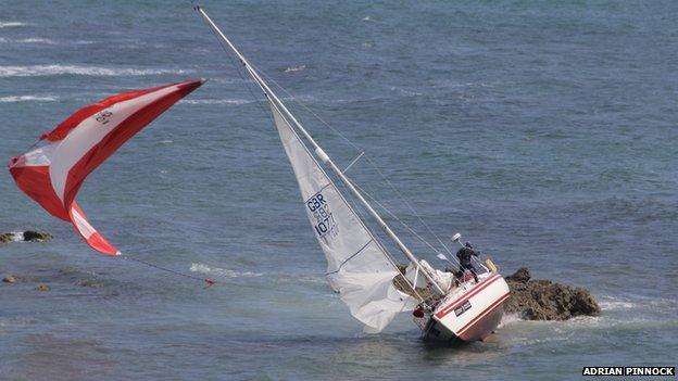 Yacht aground off Ventnor