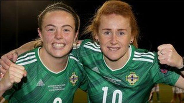 Northern Ireland's Simone Magill and Rachel Furness