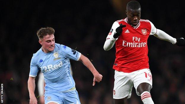 Robbie Gotts playing for Leeds against Arsenal