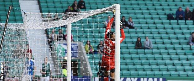 Foderingham fumbled Anthony Stokes' cross into his own net to gift Hibs their second