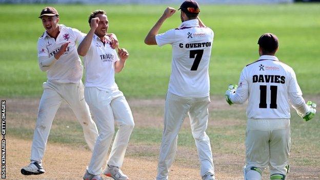 Josh Davey, who took the final Worcestershire wicket, and Craig Overton have claimed 52 scalps between them in Somerset's five Bob Willis Trophy games