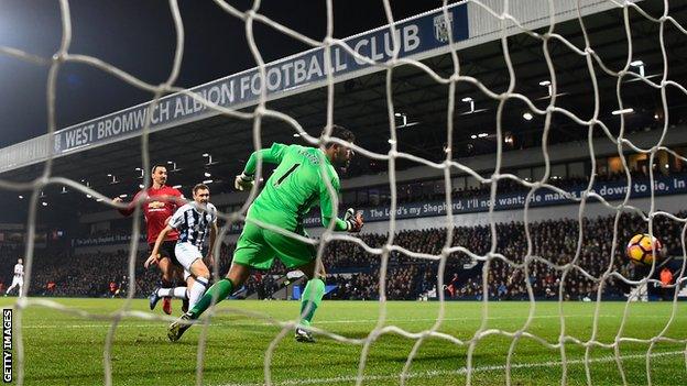 Zlatan Ibrahimovic scores against West Brom