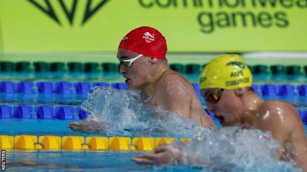 James Wilby and Zac Stubblety-Cook compete in the men's 200m breaststroke final