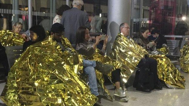 Passengers wait at Calais