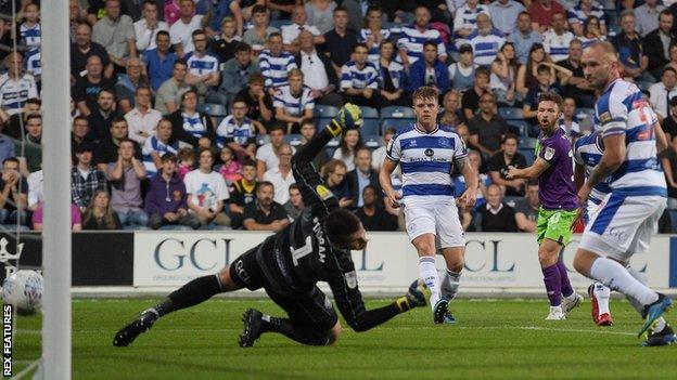 Matty Taylor scores Bristol City's first goal against QPR