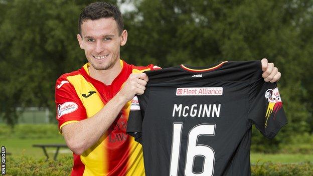 Paul McGinn shows off his new Partick Thistle colours