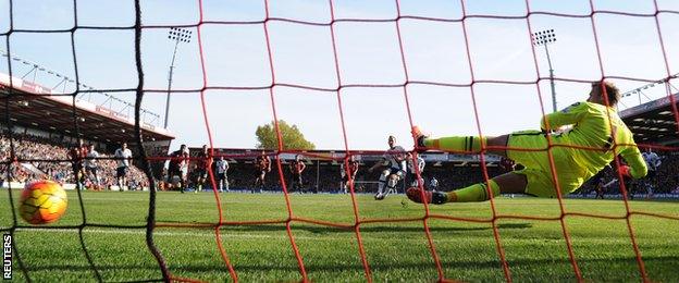 Harry Kane scores against Bournemouth