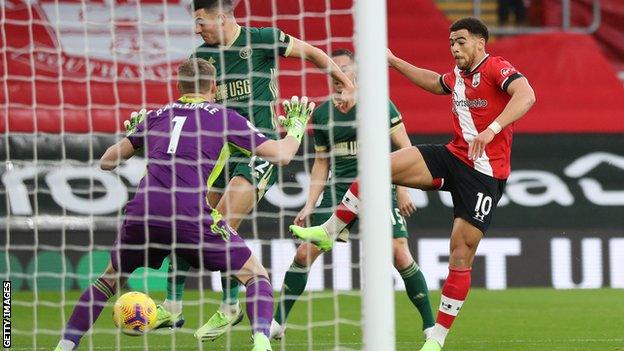 Che Adams scores for Southampton against Sheffield United