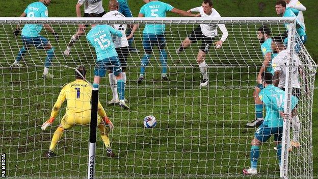 Krystian Bielik gives Derby the lead against Bournemouth