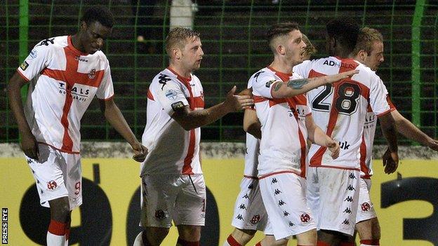 Crusaders players celebrate their winner