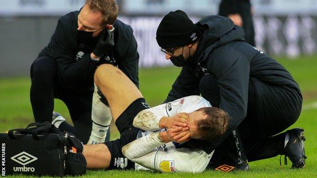 Krystian Bielik was injured in Derby County's win over Bristol City