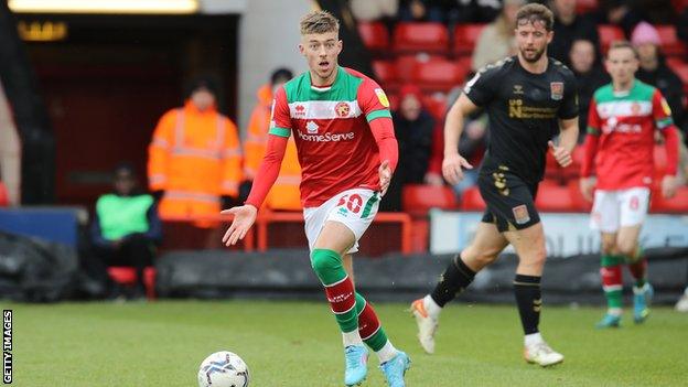 Reece Devine playing for Walsall against Northampton Town