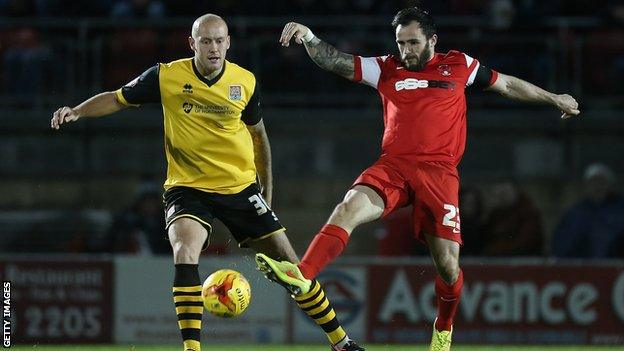 Chris Dagnall playing for Leyton Orient against Northampton Town