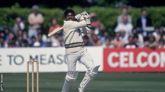 Kapil Dev in action for India at the 1983 World Cup