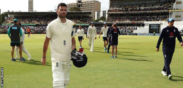 James Anderson walks off dejected