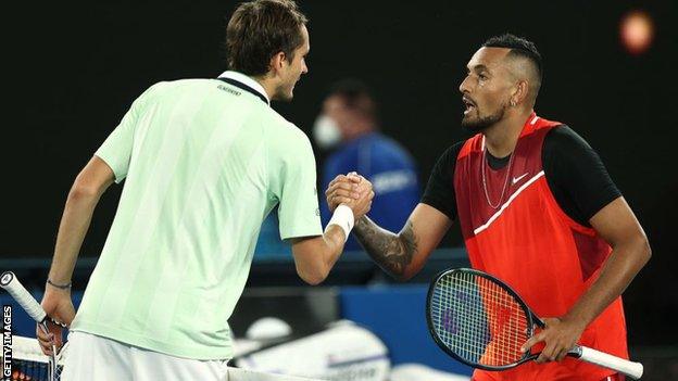 Daniil Medvedev beat Nick Kyrgios in four sets in two hours 58 minutes