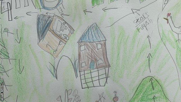 A map of Adam Revill's garden drawn by daughter Ava