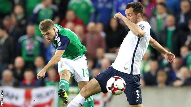 Jamie Ward fires in Northern Ireland's early goal against Norway