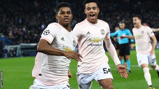 Manchester United forward Marcus Rashford (left)