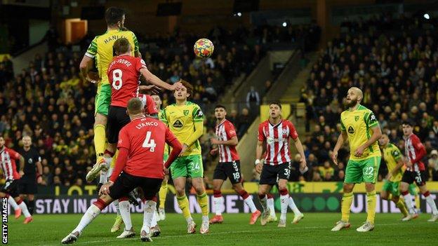 Grant Hanley scores the winner for Norwich