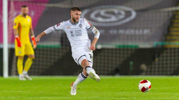 Brandon Cooper playing for Swansea City