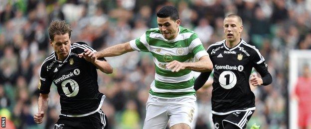 Celtic's Tom Rogic in action against Rosenborg's Andres Konradsen