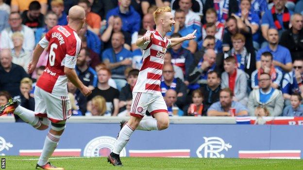 Ali Crawford scored for Hamilton against Rangers in their opening league game of the season