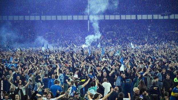 Everton fans on Goodison Park