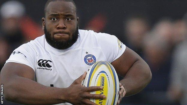 Beno Obano sets off for a run while in action for Bath in the Premiership