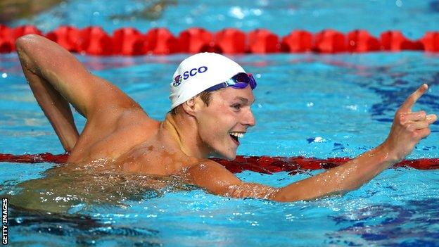 Duncan Scott stunned the home crowd by winning the 100m freestyle