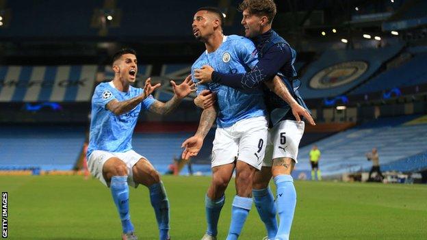 Manchester City celebrate beating Real Madrid