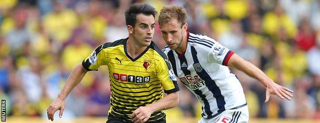 Jose Manuel Jurado gets away from Craig Dawson