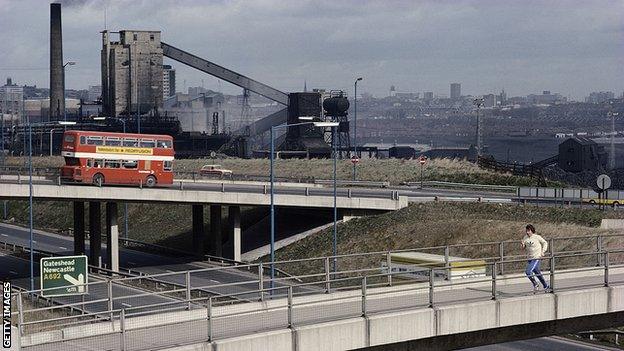 Brendan Foster of Great Britain trains on the outskirts of Gateshead