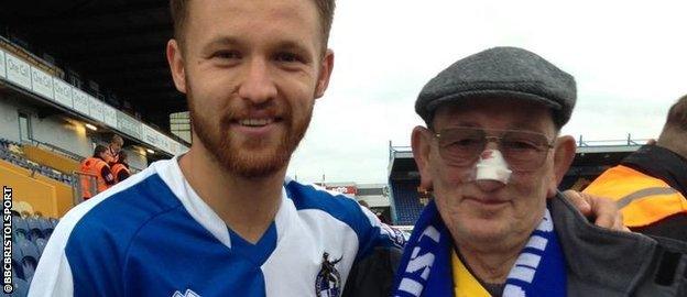 Rovers fan Ron and striker Matty Taylor