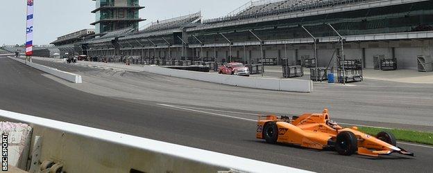 Fernando Alonso during testing for the Indy 500