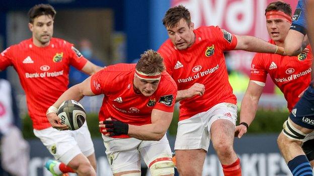 Gavin Coombes in possession for Munster in the Pro14 final at the RDS