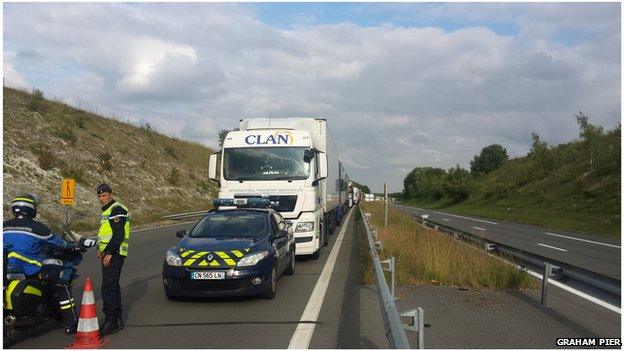 Trucks waiting to the roadside