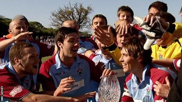 Colwyn Bay celebrate play-off win over FC United of Manchester in 2011