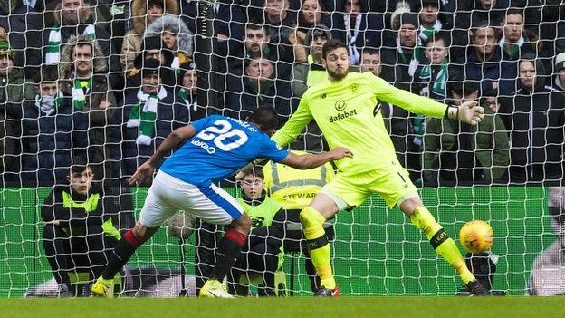 Craig Gordon saves from an Alfredo Morelos header