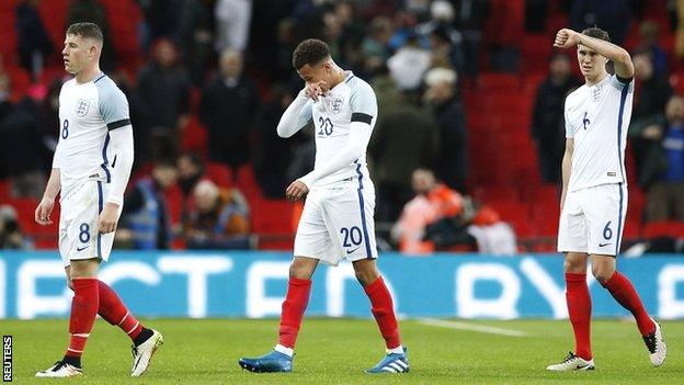 England walk off after losing to the Netherlands