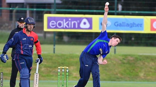 Conor Olphert bowling for the North West Warriors in the recent Inter-pro against the Northern Knights